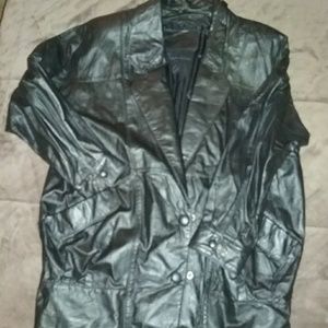 Ladies black leather coat
